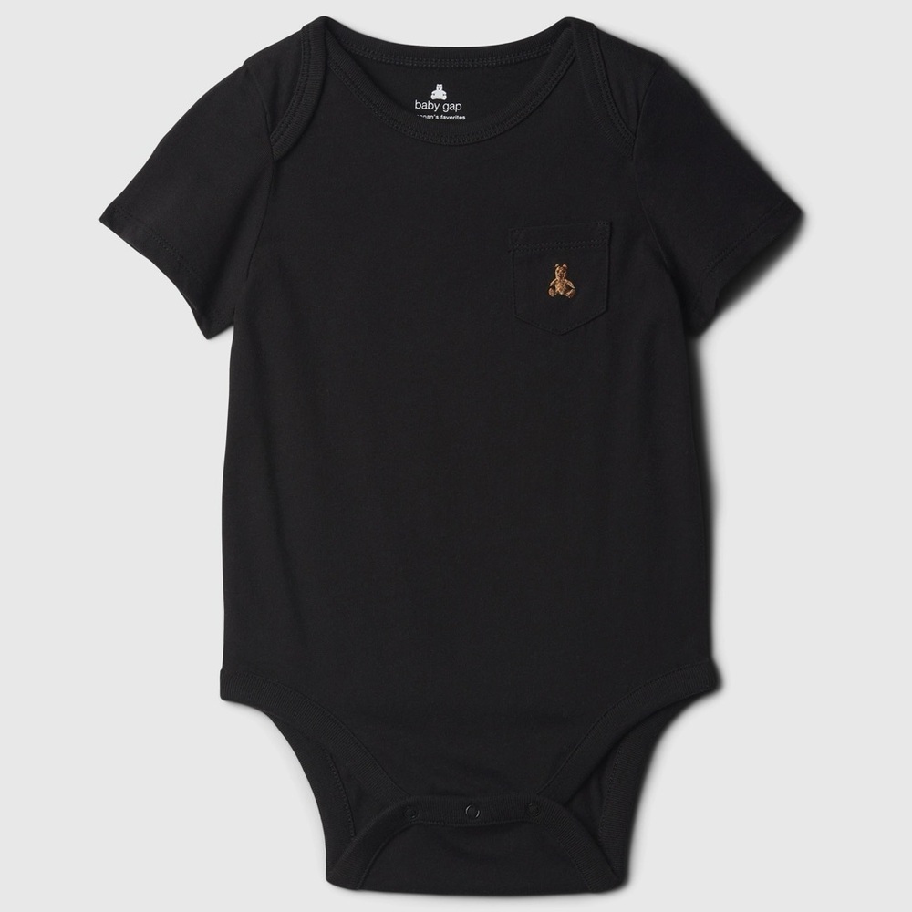 Baby Gap Black Short Sleeve Pocket Bodysuit